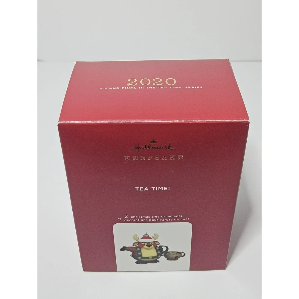 Hallmark 2020 Tea Time Reindeer Teapot Teacup Porcelain Ornament Set 5th Series